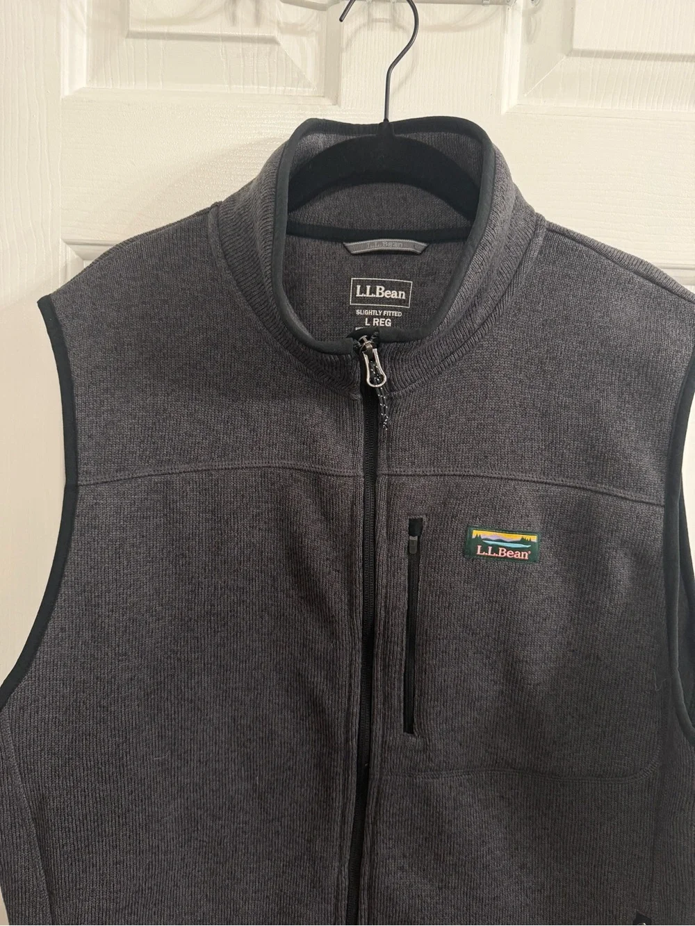 L.L.Bean Men’s Gray Fleece Vest Slightly Fitted Full Zip Outdoor Hiking Large